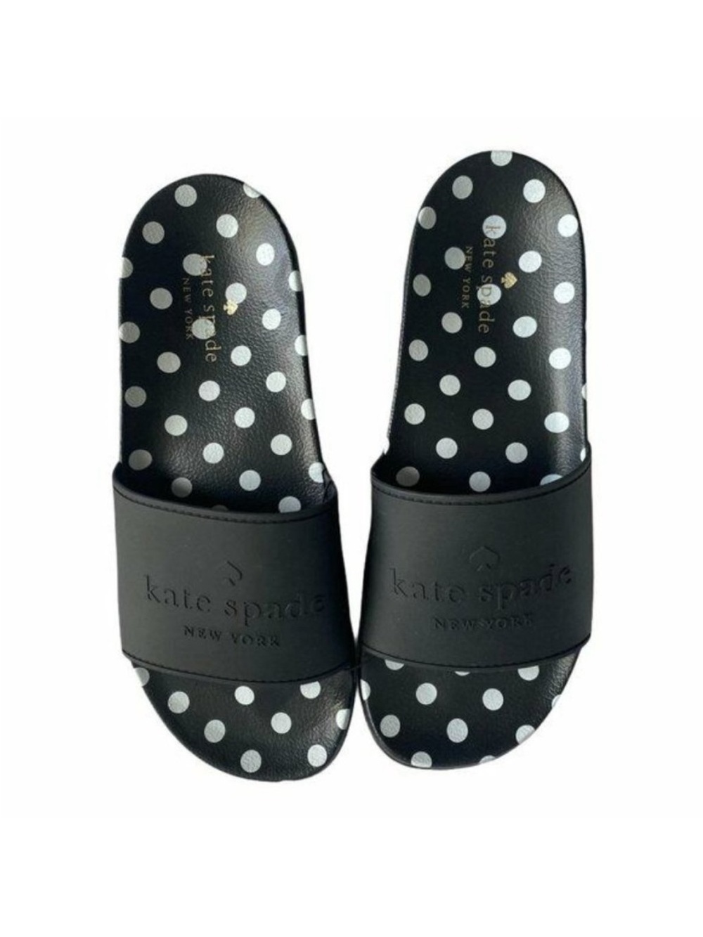Kate Spade Sunny Polka Dot Slide Sandals 8 Black White